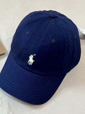 Ralph Lauren Navy Cap with White Polo Pony Embroidery